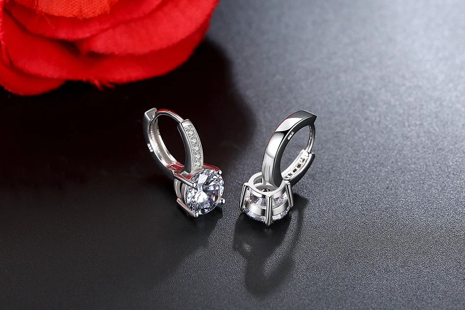 Новая Мода Bijoux Винтаж 925 пробы серебро AAA+ кристалл серьги-кольца для женщин Свадьба Любовь серьги для женщин
