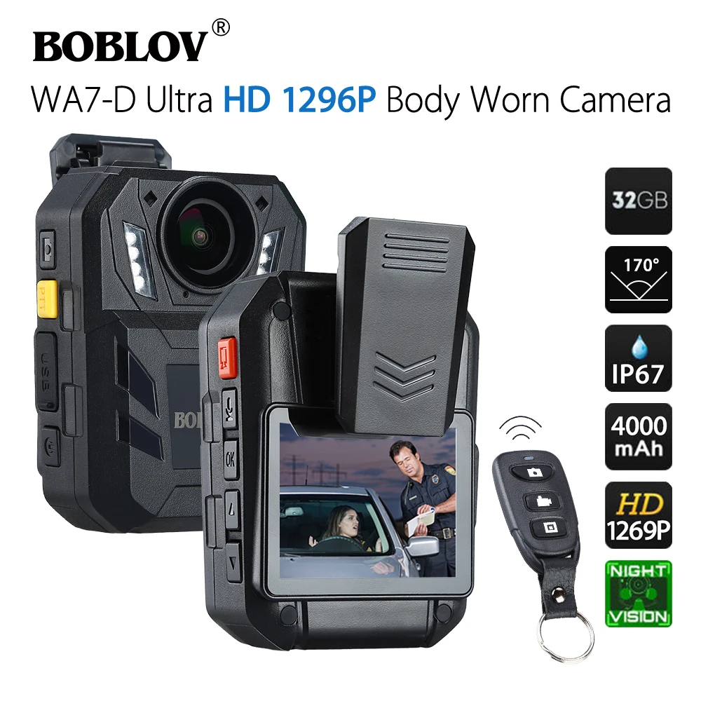 BOBLOV WA7 D 32GB полицейская камера Ambarella A7 4000mAh батарея мини Comcorder DVR HD 1296P Пульт