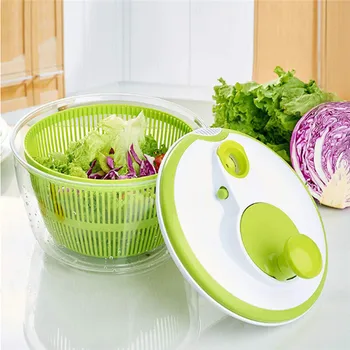 

VOGVIGO Salad Spinner Lettuce Dryer Easily Spin ABS Manual Salad Vegetable Dehydrator High Speed Centrifugal Drainer Basket New