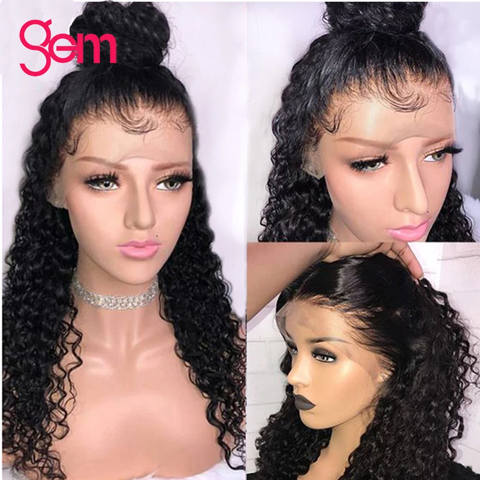 

13x4 Deep Wave Lace Front Human Hair Wigs Peruvian Lace Frontal Wig Pre Plucked With Baby Hair GEM Beauty Remy Lace Front Wigs