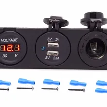 Тройной Функция Dual USB Зарядное устройство+ красный светодиодный выход вольтметра гнездо утопленное гнездо морской для цифровых устройств для мобильных телефонов и планшетов