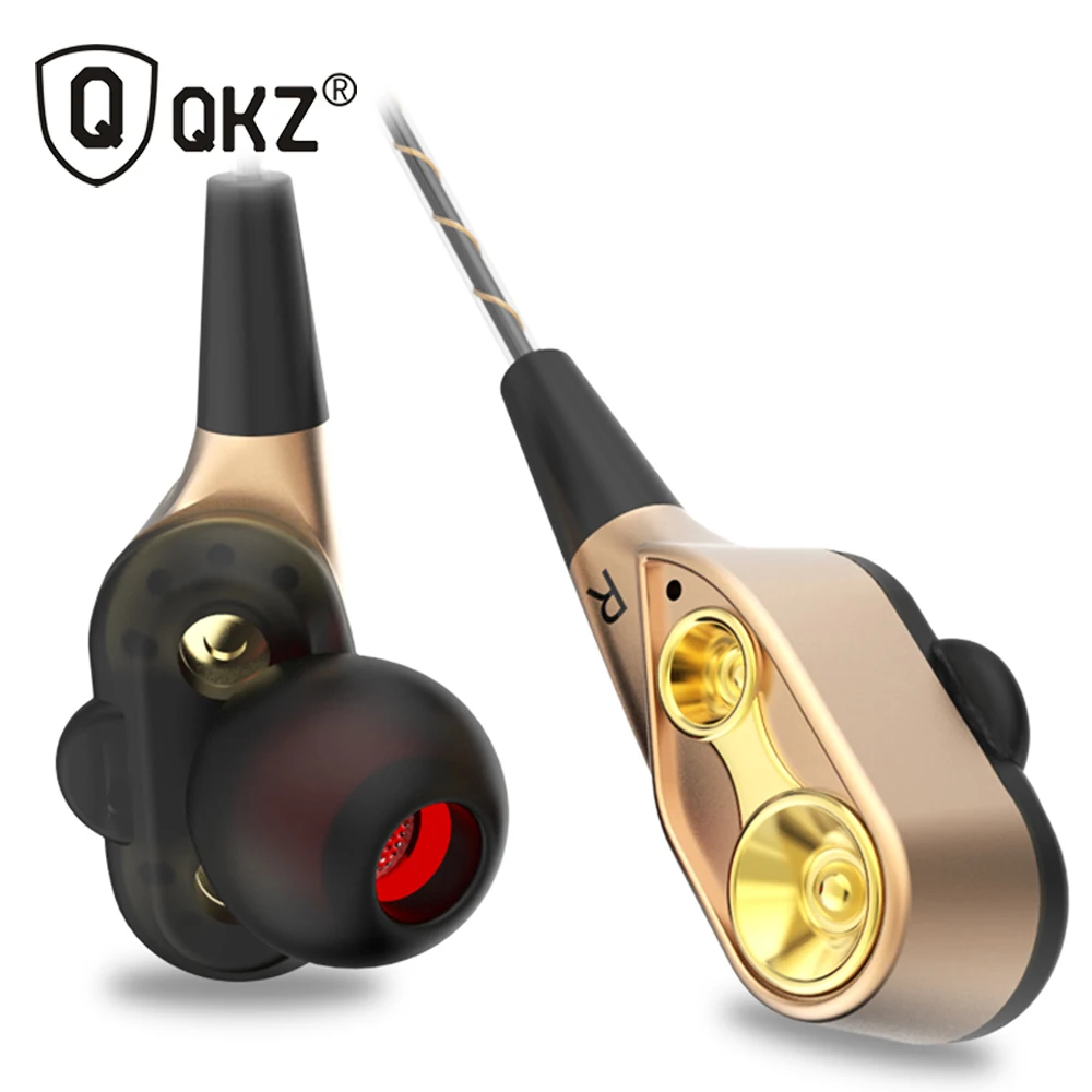QKZ CK8 Dual Driver Earphones Stereo Bass Sport Running Headset HIFI Monitor Earbuds Handsfree With Mic fone de ouvido
