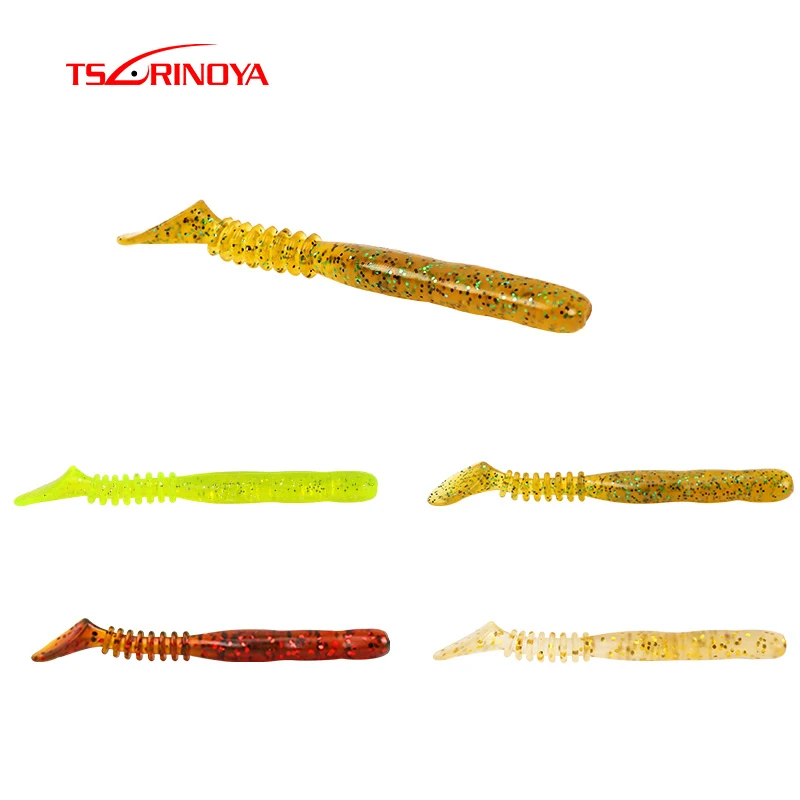 

TSURINOYA R32 70mm/2.35g T Tail Soft Bait Fishing Lure Baits Artificial Bait Worm Bait 10pcs/bag