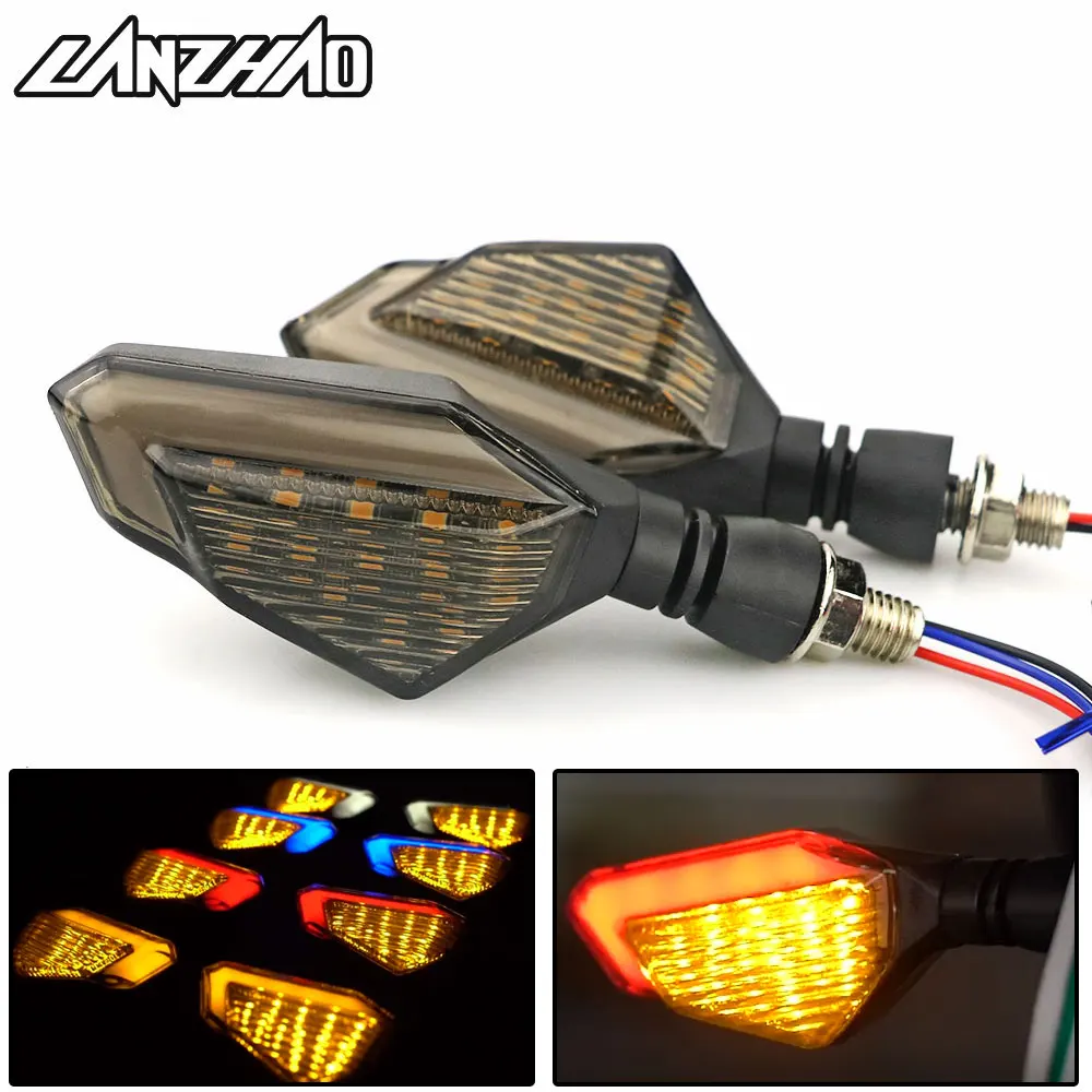 

Pair Motorcycle LED Turn Signal Lamps Left Right Signals Daytime Running Lights Indicators Blinkers Universal for Honda Kawasaki
