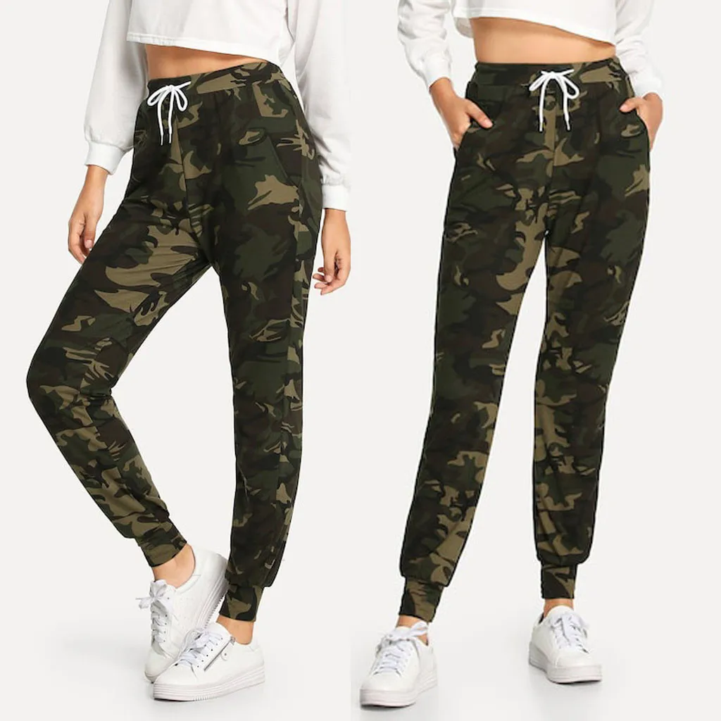 

Fashion Women Camouflage Joga Pants Casual Pocket Drawstring Sports Leggings High Waist Pants leggings sport women fitness 2019
