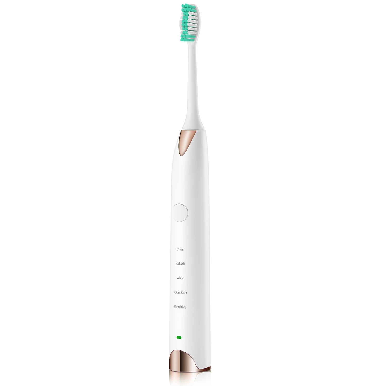 

Retemporel Electric Toothbrush Rechargeable Sonic Toothbrush with 5 Optional Modes Waterproof 2 Replacement Heads White & Gold