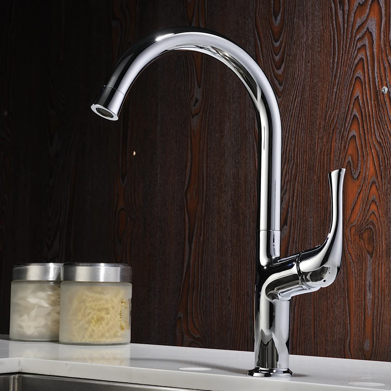 

Kitchen Sink Faucet Modern Single Holder Polished Chrome Basin Taps
