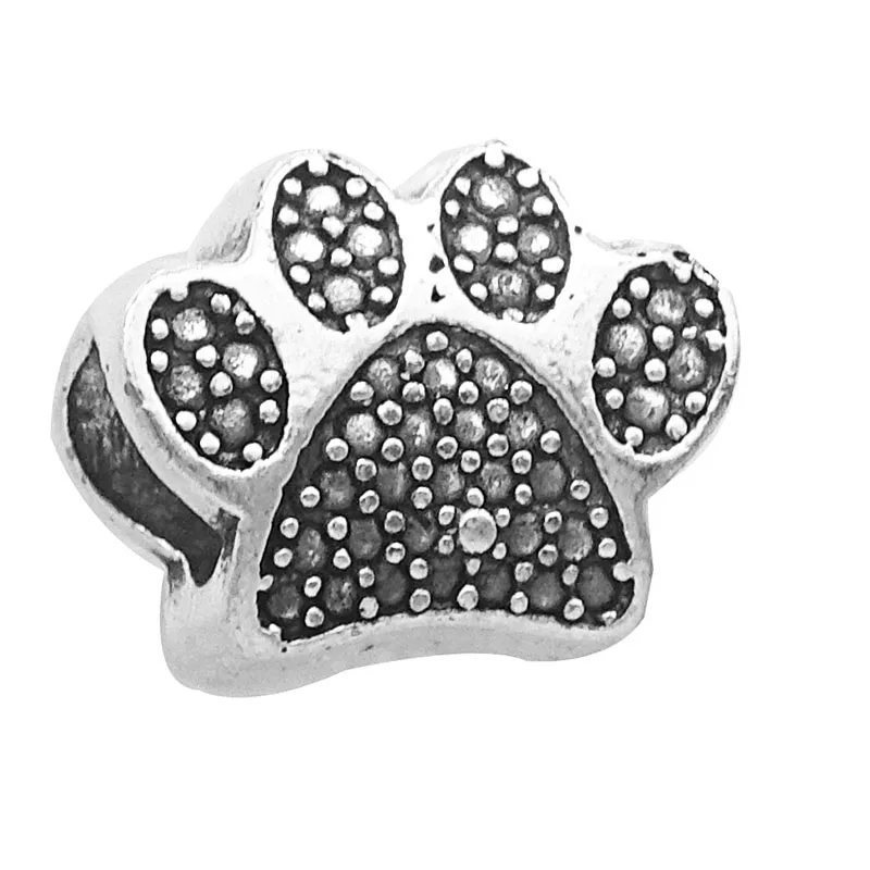 dog paw Европейский Серебряный браслет в виде единорога Микки Минни Дональда Дака из бисера, очаровательный браслет Pandora, ювелирные изделия для женщин - Цвет: dog paw