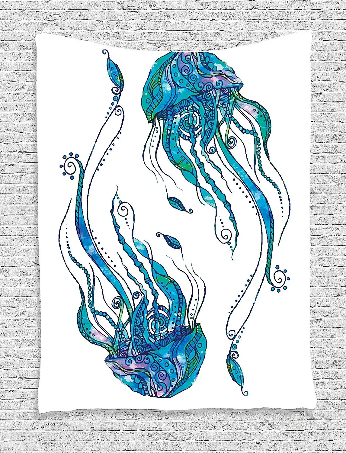 Jellyfish Decor Jellyfish Shaped with Ornamental Patterns Boho Style
