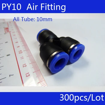 

PY10 Free shipping 300Pcs PY10 Pneumatic 10mm to 10mm T Type One Touch Push In Quick Fittings