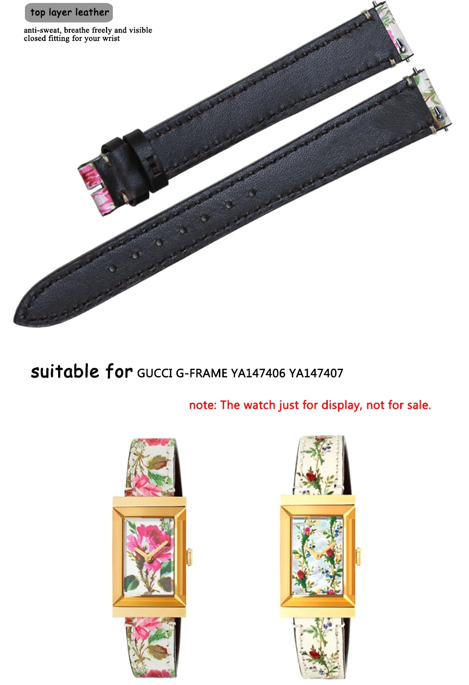 Pesno подходит для GUCCI G-Frame YA147406 YA147407 телячья кожа кожаный ремешок для часов с цветным зерном с 3D печатью