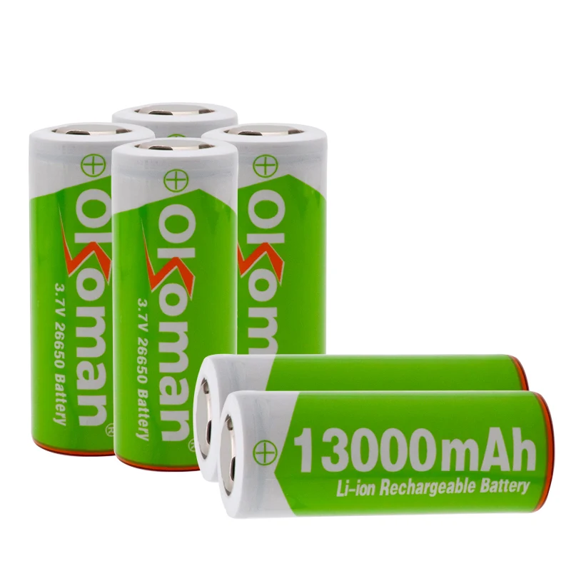 Okoman 26650 батарея 13000mAh литий ионная аккумуляторная для светодиодного фонарика