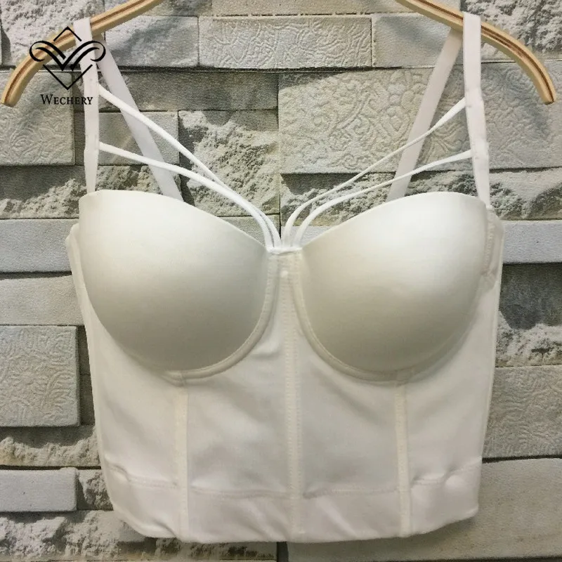 

Wechery Gothic crop top Hollow Out Camis Women Clothes 2019 New Summer Tank Top Sexy Style Black White Bandeau Bra Vest