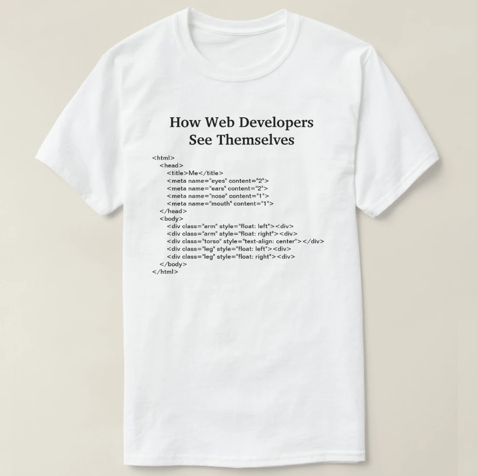 

2019 Printed Men T Shirt Cotton Short Sleeve How Web Developers See Themselves T-Shirt Women tshirt