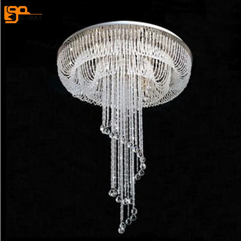 

high quality modern spiral crystal chandelier lighting Dia80*H120cm luxury living room lights lustres de sala lamps