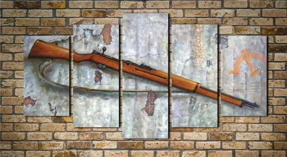 5 Panel Fashion Classic antique Canvas Painting Gun Picture Cuadros Decoracion Wall Art For Living Room Prints Unframed MS0035 | Дом и сад