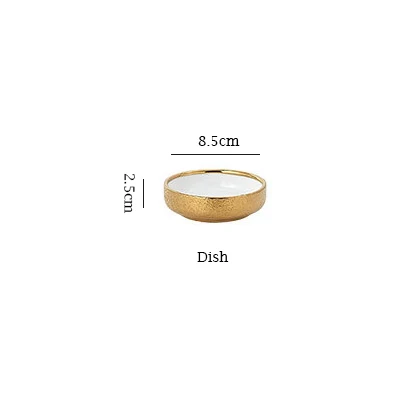 Dish 1 шт. в скандинавском стиле, керамическая золотая тарелка, креативное фарфоровое блюдо, миска для супа, риса, набор, тарелка для закусок, десертный ужин, поднос для торта, посуда - Цвет: Dish