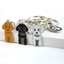 Poodle chaveiro com pingente de cachorro, pingente de chave para mulheres, homens e meninas, de metal, acessórios para casal presente do amante