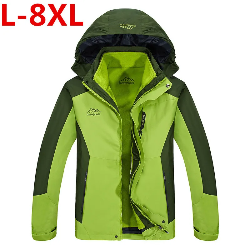 Большие размеры 8 xlзима куртки Для мужчин; вкладыш съемный пальто Повседневное с капюшоном Для мужчин s ветровка ветрозащитный