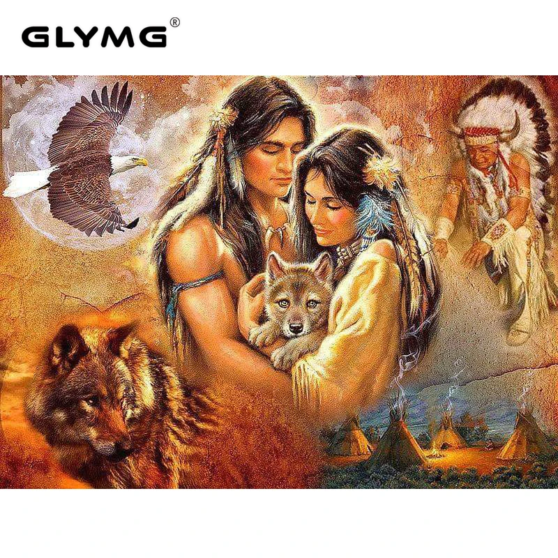 GLymg DIY Diamond Painting Cross Stitch Craft Kit Wall Stickers Character Wolf Eagle Embroidery Full Square Home Decor | Дом и сад