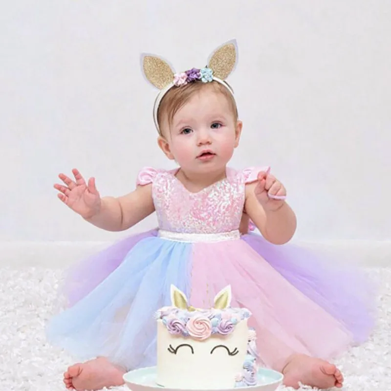 Комбинезон для новорожденных для маленьких девочек Красивая Радуга бальное платье ползунки платье детские комбинезоны костюмы для маленьких девочек s