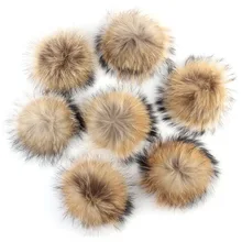 50 шт., 15 см, большой женский помпон из меха енота, высокое качество, натуральный мех, круглые помпоны для шапочки, помпоны