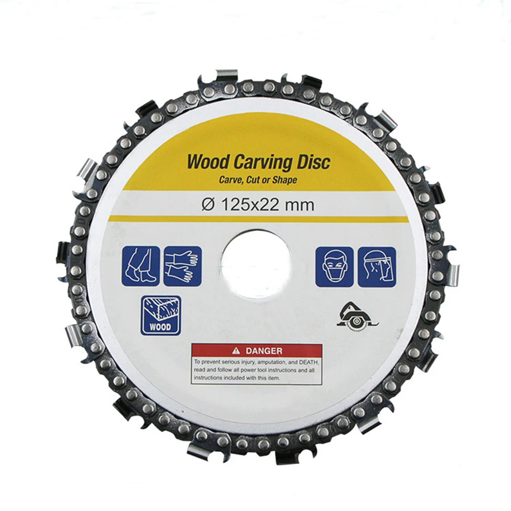 

5 Inch Grinder Disc and Chain 14 Tooth Fine Abrasive Cut Chain Angle Grinder Wood Carving Disc Power Tools Accessories