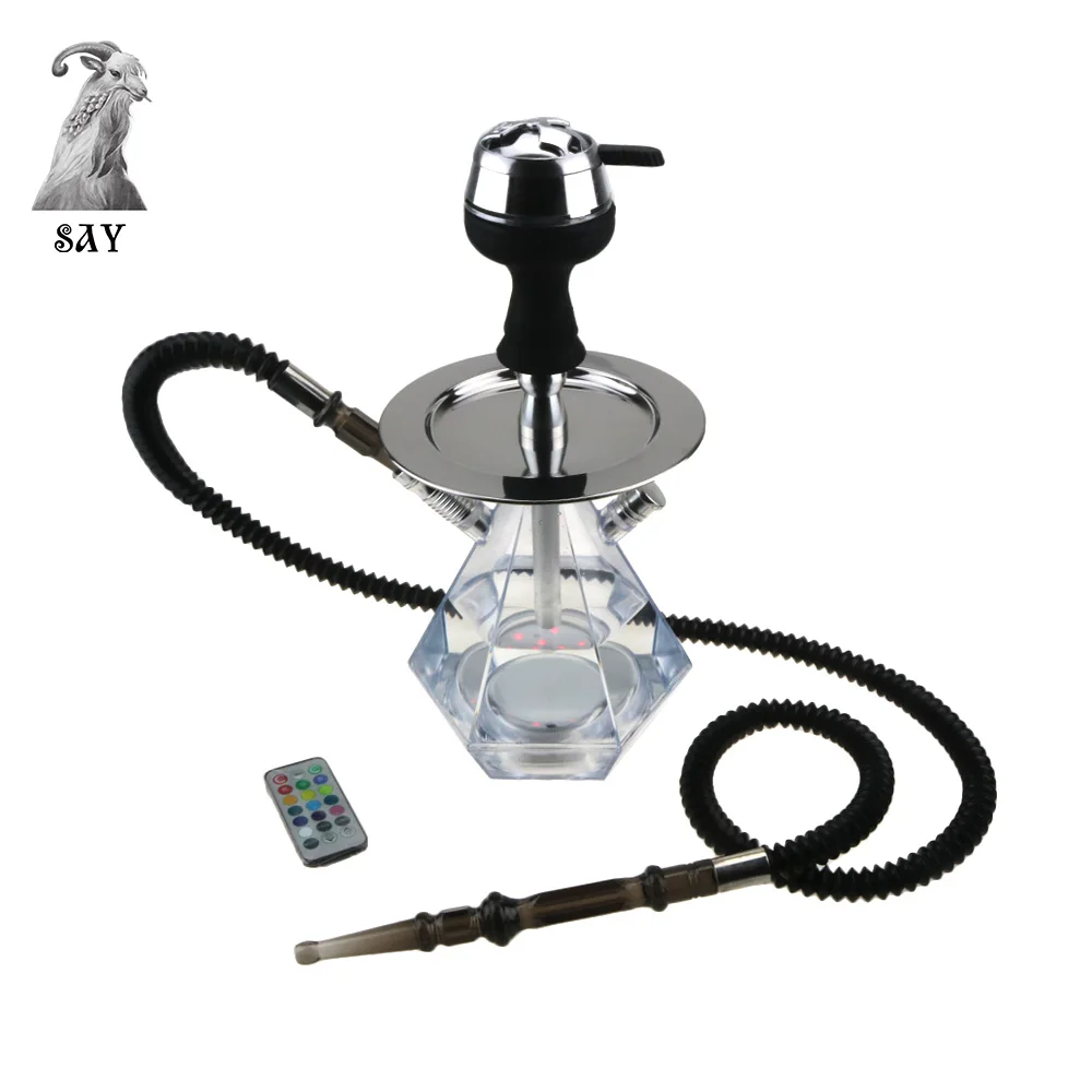 SY Polygonal Acrylic Hookah Set Plastic Telescopic Hose Silicone Bowl