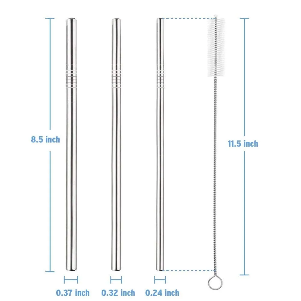 Соломинки из нержавеющей стали, 8,5 дюймовые многоразовые соломинки для питья для стаканчиков 20 унций высокое качество соломинки для питья