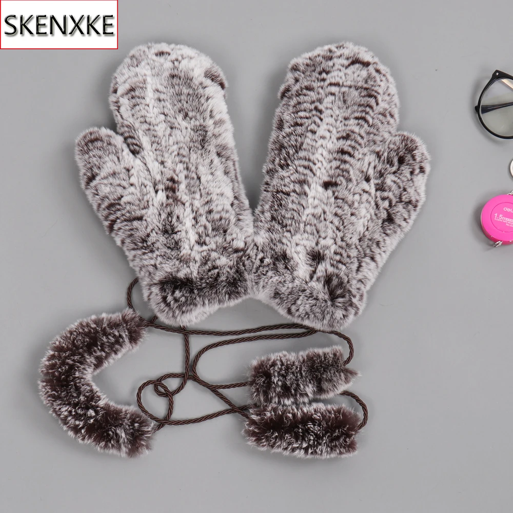 

2019 Hot Natural Real Rex Rabbit Fur Gloves Good Elastic Women Winter Knitted Real Rabbit Fur Mittens Outdoor Genuine Fur Gloves
