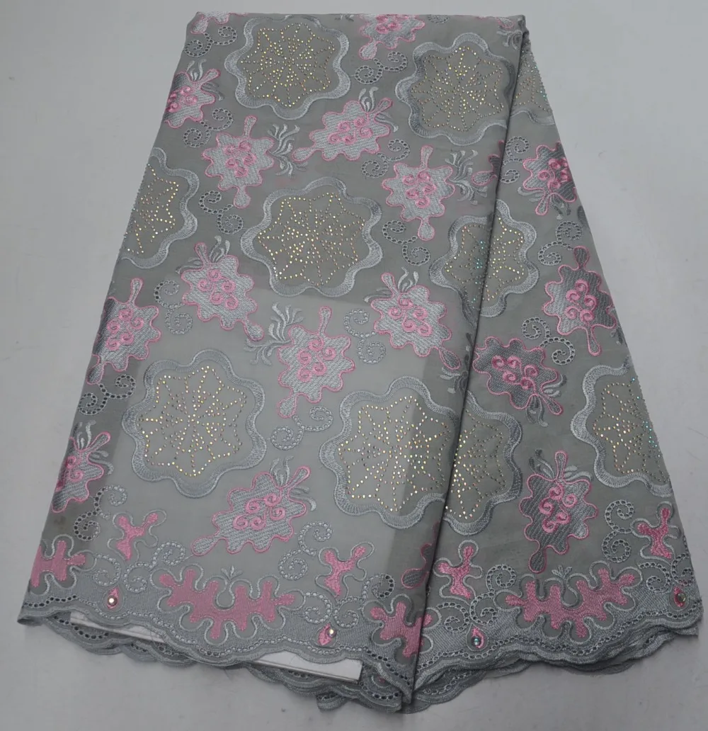 

2019 High Quality Nigeria Wedding African cotton Lace Fabric With Stones