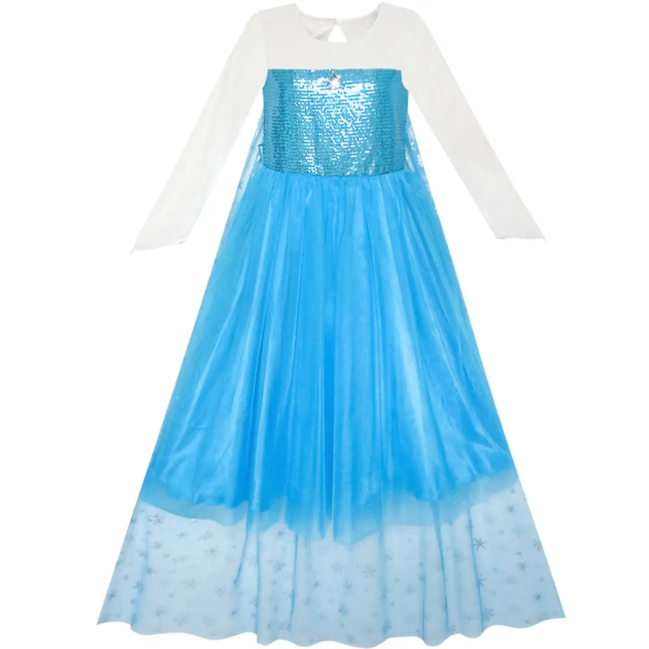 Sunny Fashion Girls Dress Cartoon Costume Princess Elsa Cloak Party Dress 2018 Summer Wedding Gowns Kids Clothes Size 4-12