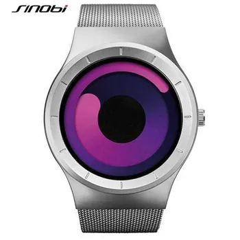 

SINOBI Creative Rotation Stainless Steel Mesh Quartz Men Watch Luxury Brand Male Sport Wrist Watch Waterproof Relogio Masculino