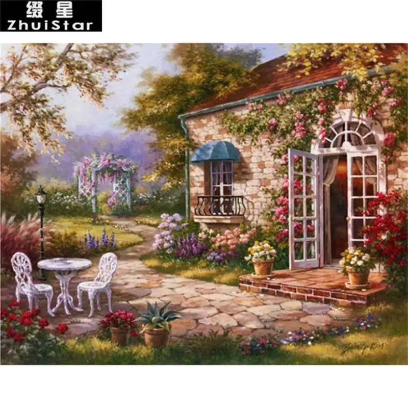 Flower Garden Diamond Painting Beautiful Scenery Design Embroidery Mosaic Decors
