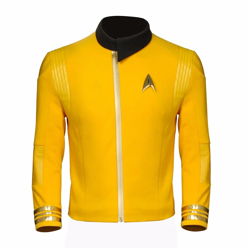 For Star Trek Discovery Commander Uniform New Starfleet USS Captain Yellow Coat Cosplay Costume Halloween Outfit