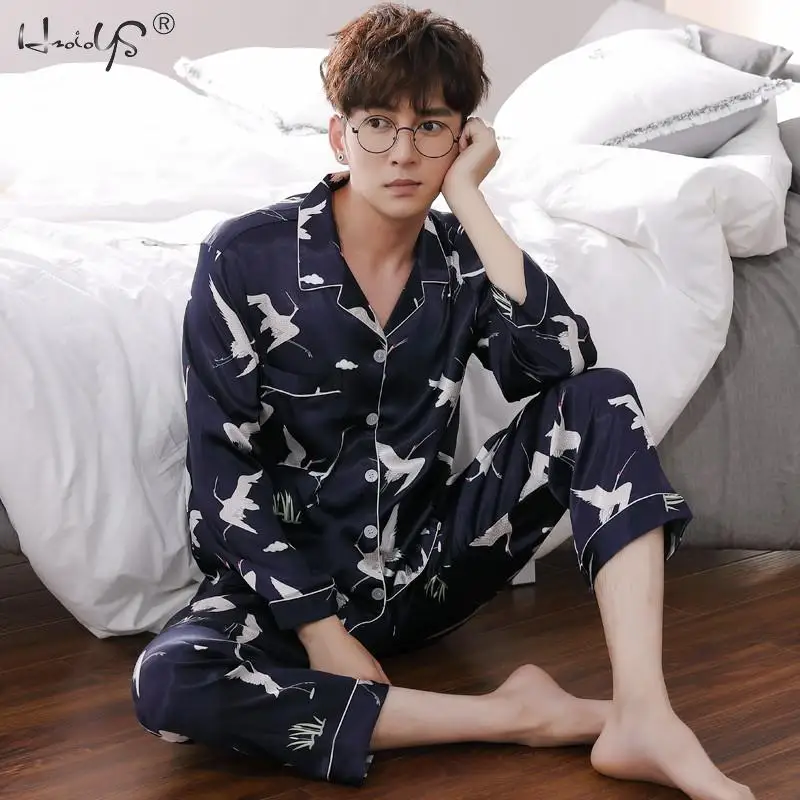 best silk pajamas Lovers Pajamas Couple Night Pijamas Silk Pajamas Nightwear Short Sleeve Top Pants Women's Pajamas Men Sleepwear Couples Matching mens tall pajama pants Men's Sleep & Lounge