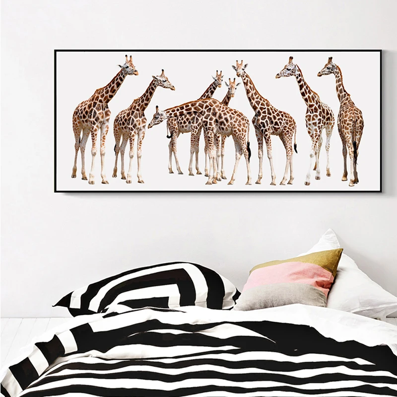 Us 297 47 Offpuisi Modern Sederhana Elegan Giraffe Family Banner Kanvas Seni Lukisan Poster Cetak Gambar Lukisan Dinding Kamar Tidur Rumah