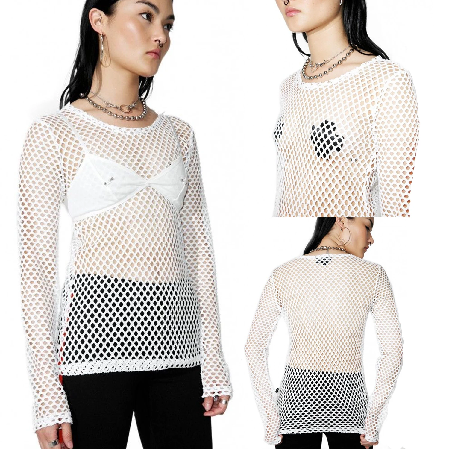 Fashion Sheer Mesh Tops T Shirt 