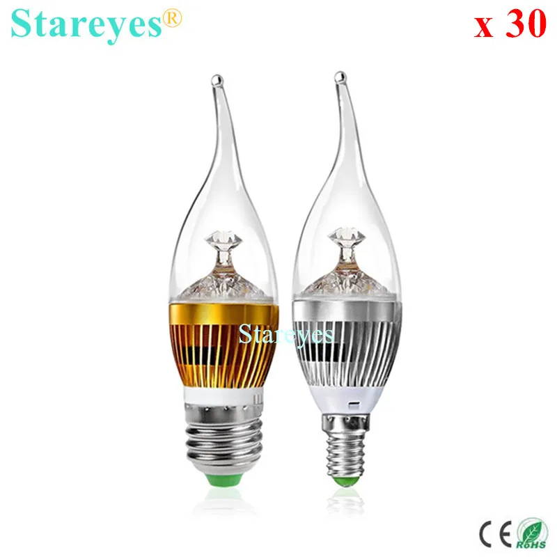 

30 pcs Dimmable 3W 4W 5W E14 E27 High Power LED flame candle Bulb Ceiling chandelier spotlight lamp Droplight lighting