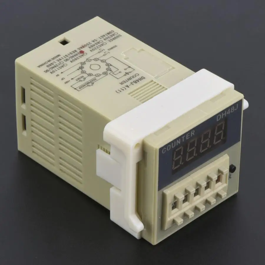 Contact Counter Signal Input Counter LCD Display 110VAC 0-999900 11-pin Counter NPN Sensor Detection Counter Relay Outputs with Reset Function