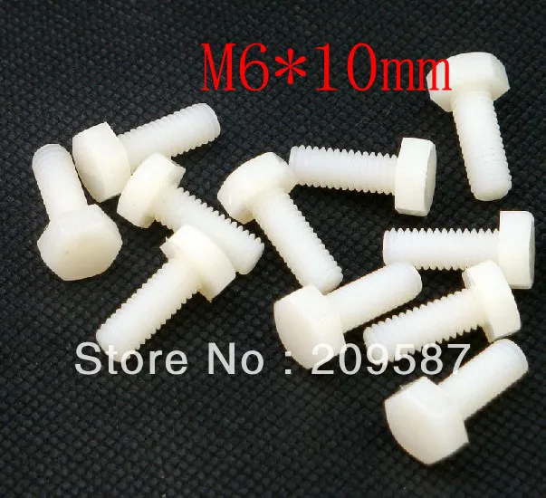 50pcs Metric Thread M5 Full Nylon Outside Hex Screw Plastic boltsin