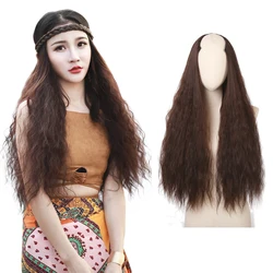 Parte en U Rizado Rizado Pelucas para Mujeres Clip Sintético en Extensiones de Cabello Una Pieza Onda de Agua Natural Peluca Rubia Larga 26''wig U07 Parte en U Rizado Rizado Pelucas para Mujeres Clip Sintético en Extensiones de Cabello Una Pieza Onda de Agua Natural Peluca Rubia Larga 26''wig U07