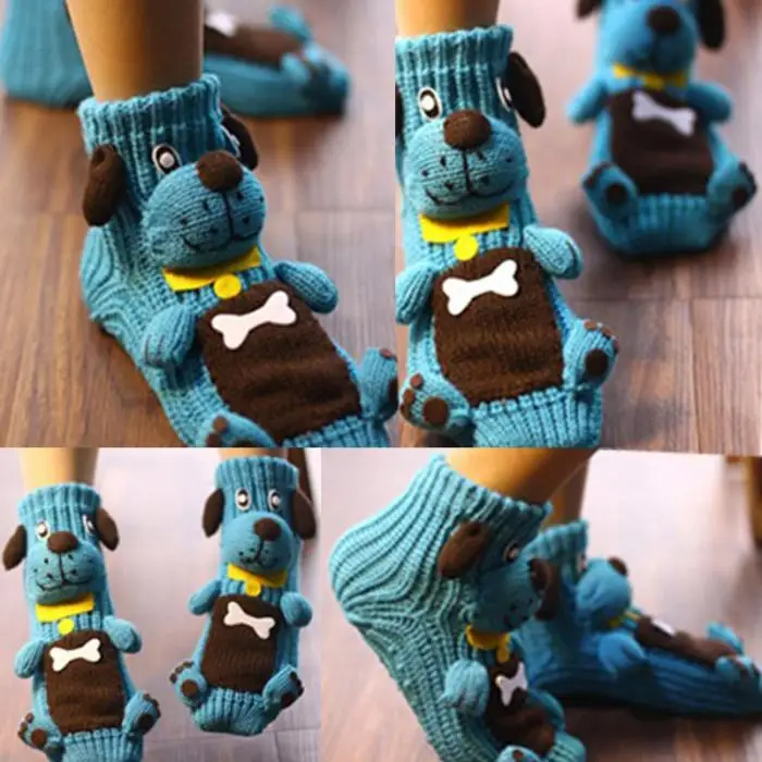 1 пара рождественских носков Нескользящие домашние носки-тапочки с объемным рисунком животных зимние теплые тапочки TS95