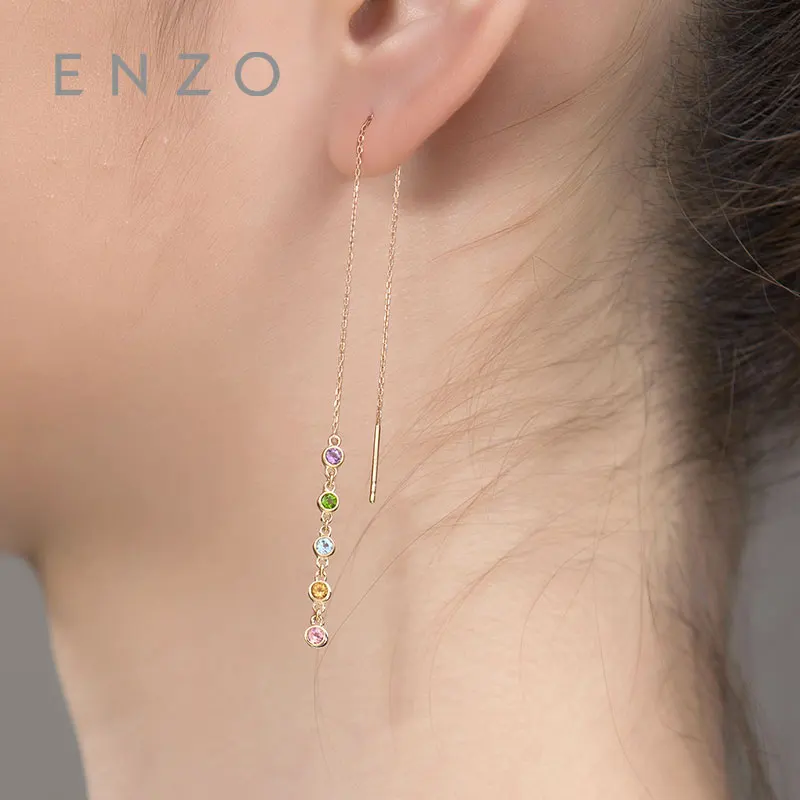 ENZO природных драгоценных камней цитрин/турмалин/Аметист/Топаз/Diopside10PC 0.65CT серьги