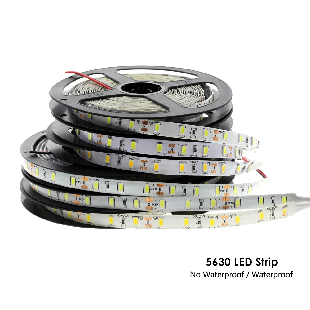 LED Strip 5730 Waterproof DC12V Flexible LED Light 60LED/m 5m/lot Brighter than 5050 5630 LED Strip