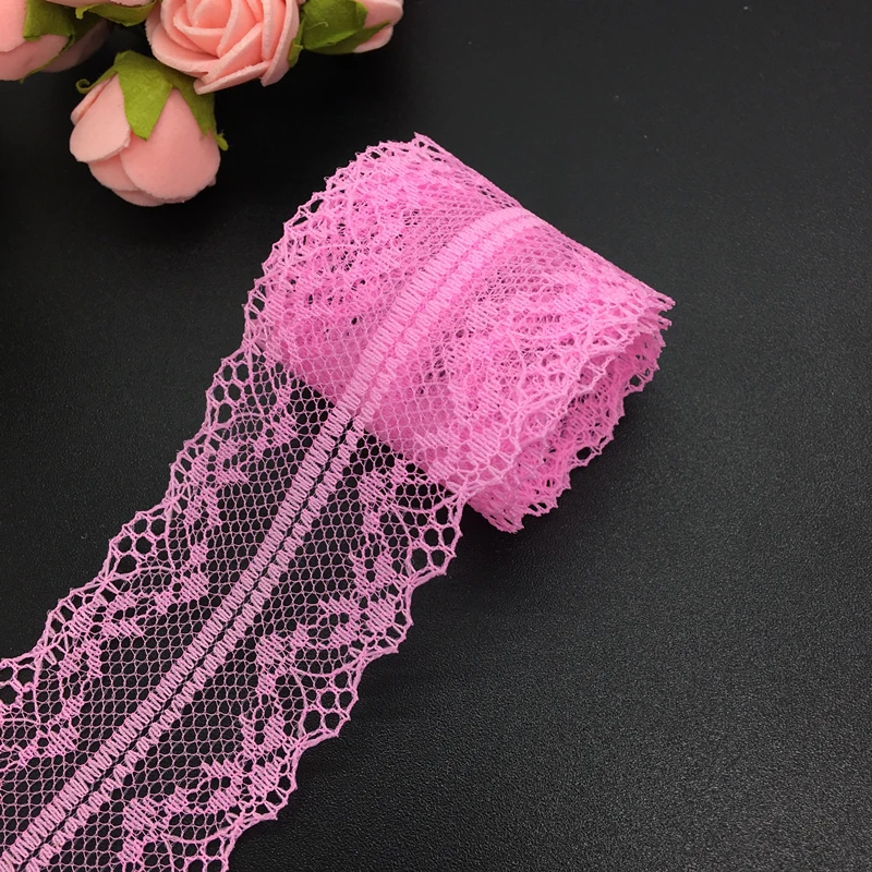 10yds 40mm Wide Bilateral Handicrafts Embroidered Net Lace Trim Ribbon Wedding/Birthday/Christmas/Bow Decorations