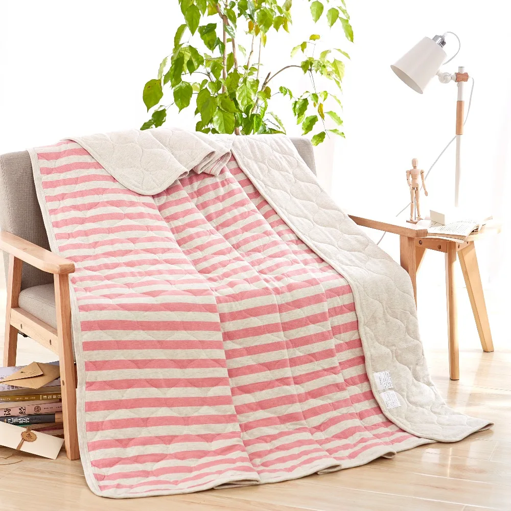 New Natural Stripe Double Size 100 Cotton Quilted Air conditioning