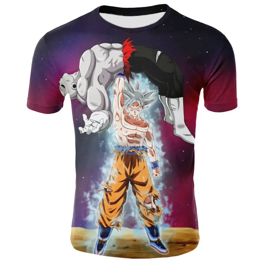 

New Dragon Ball 2019 Summer Harajuku Japanese Anime Bleached Print T-Shirt Male/Female 3D Print Round Neck T-Shirt Casual Top