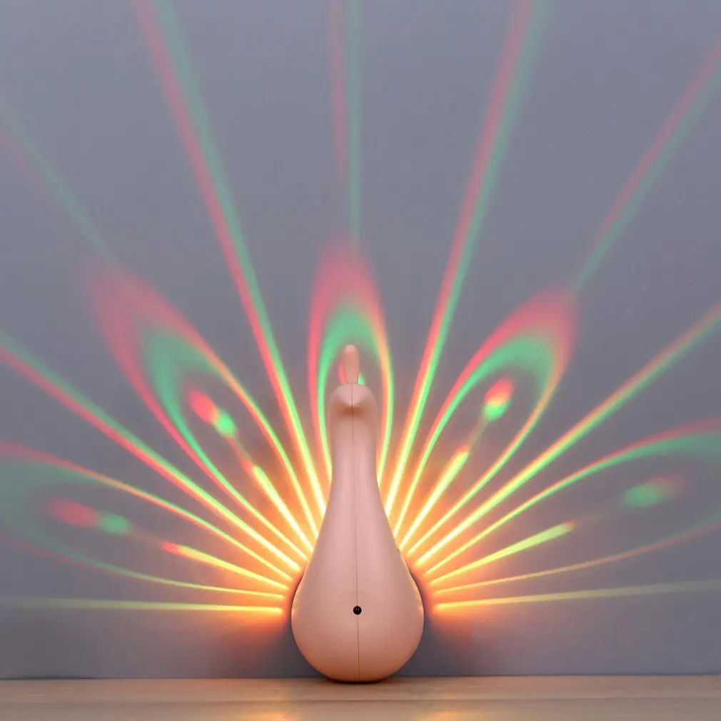 

3D LED Projection Lamp Peacock Shape Remote Control Night Wall Light Lamp Colorful LED Night Light for Home Decoration Bedroom
