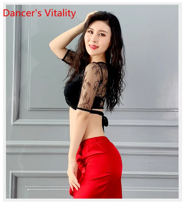 Belly Dance Top New Spring Summer Short Sleeve Sexy Lace Slim Fit Training Outfits Oriental Indian Dancing Competition Top